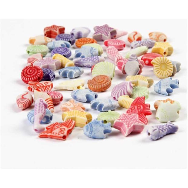 Perle plastične 9 - 12mm morski motivi 110g.