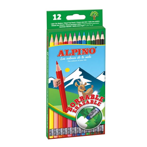 BOJICE DRVENE 1/12 ALPINO sa gumicom izbrisive